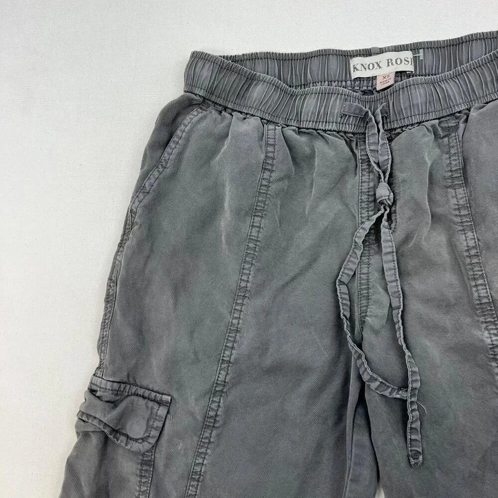 Knox Rose Womens Cargo Jogger Pants Drawstring Gray Size XS Lightweight